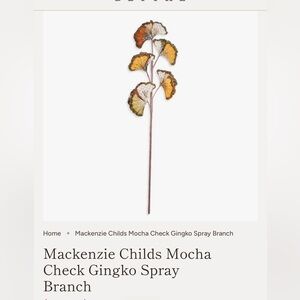 🌼🤎 NWT MACKENZIE CHILDS - MOCHA CHECK GINGKO SPRAY BRANCHES - SET OF 3 🤎🌼